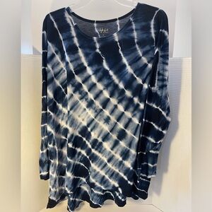 Navy Blue and White Tie-dye Style & Co Top, Size 3X